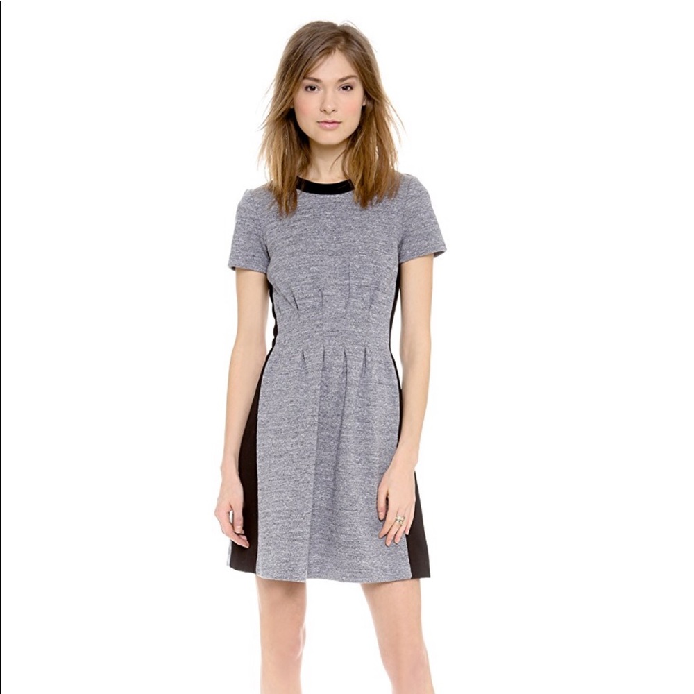madewell parkline dress colorblock grey and black